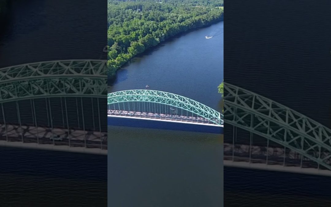 Aerial Drone Shots | Merrimack River with Tyngsborough Bridge | vickybarcelona